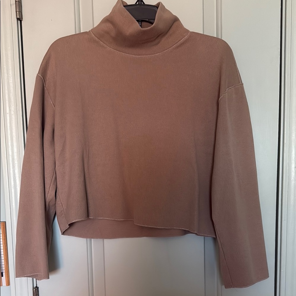 Cropped Brown Turtleneck Sweater
